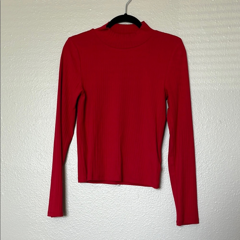 GAP Red Long Sleeve Ribbed Top
